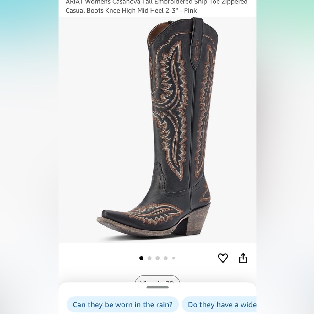 Ariat Black and Brown Heeled Boots with Decorative Stitching